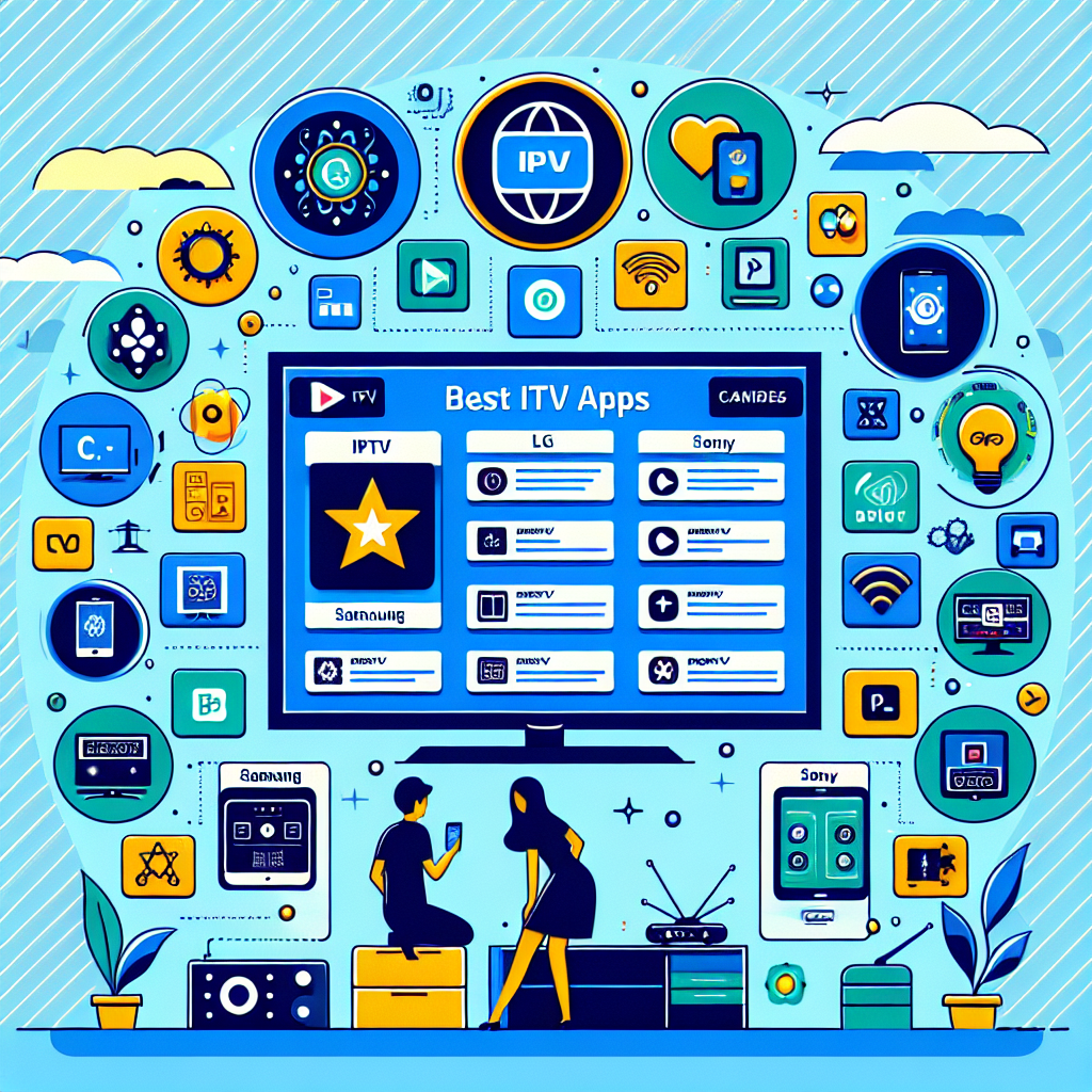 Smart TV displaying IPTV app interface