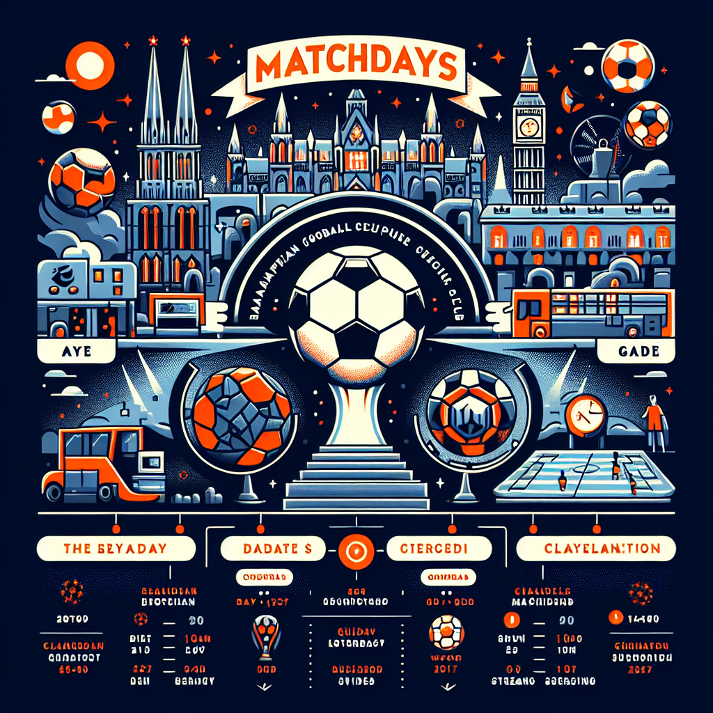 Champions League trophy with football field background